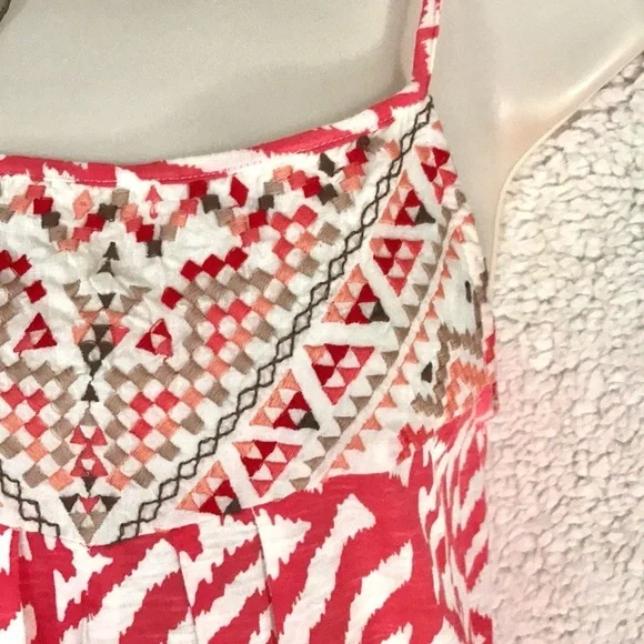 BEACH LUNCH LOUNGE Red and White Geometric Design Babydoll Top Size XS - Picture 6 of 10